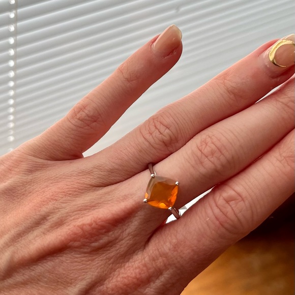 Size 7 triple American Fire Opal ring 10kt gold Rare NEW - Picture 3 of 4